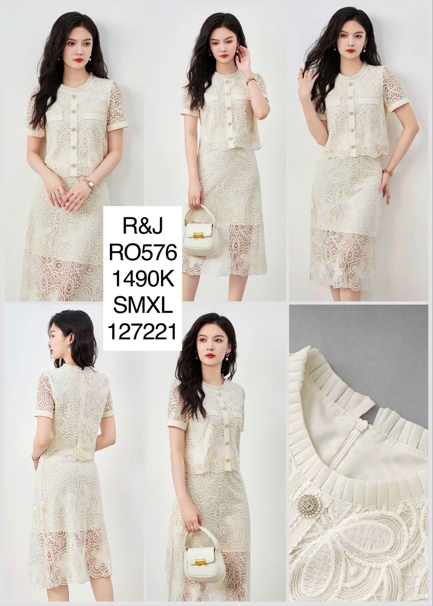  Set áo váy ren ánh kim RO576 