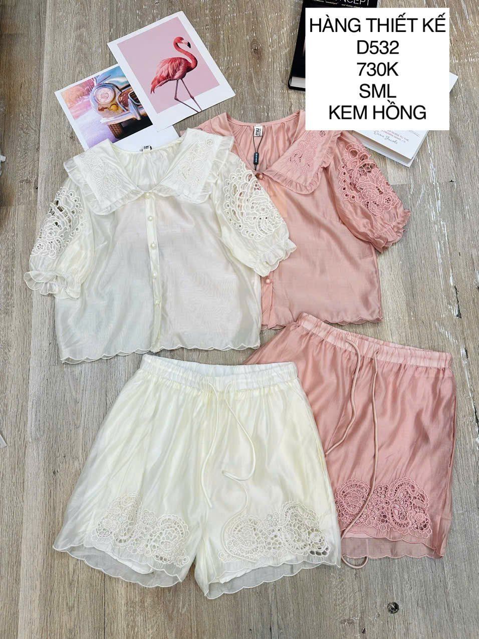  Set short voan tơ D532 