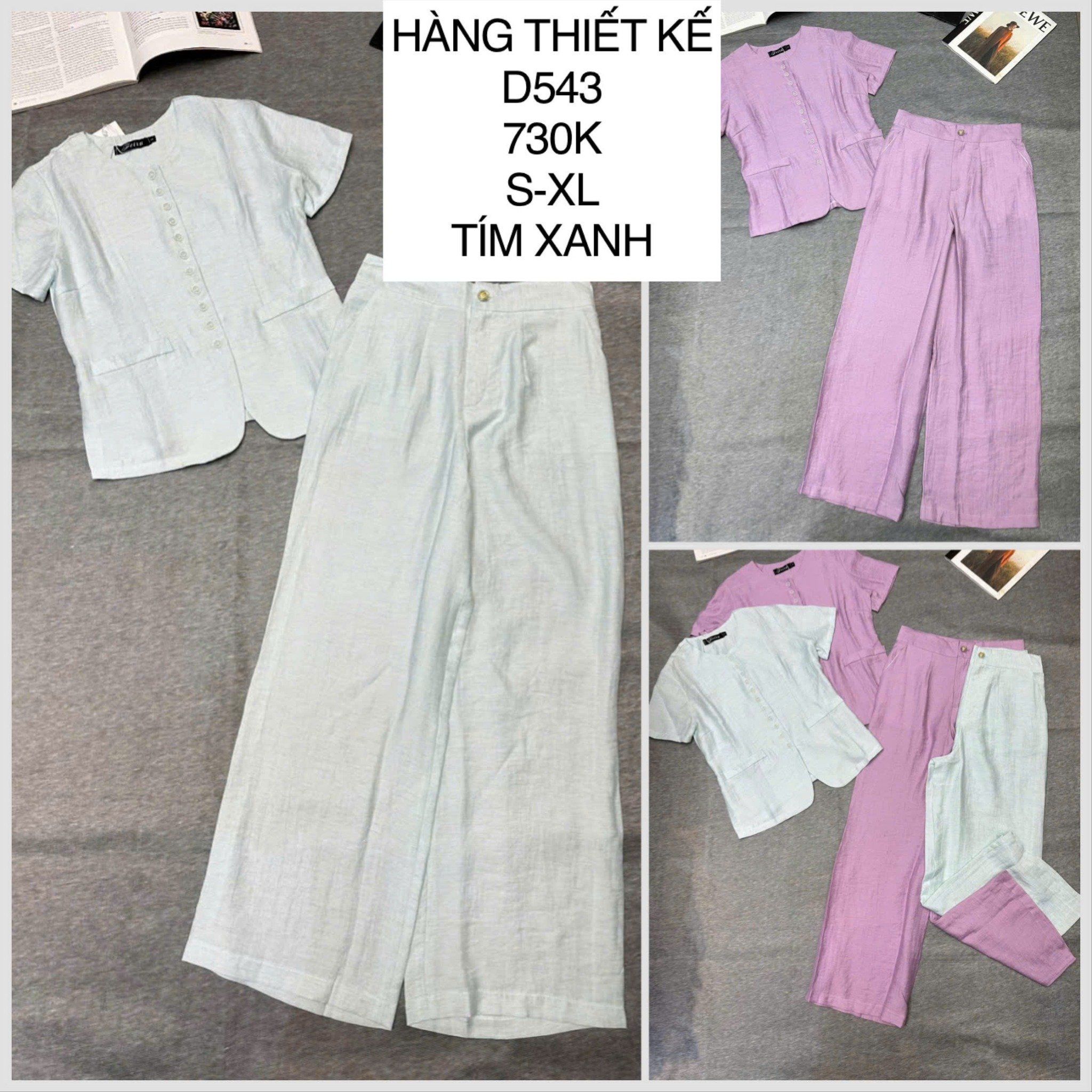  Set áo quần linen phối nút D543 