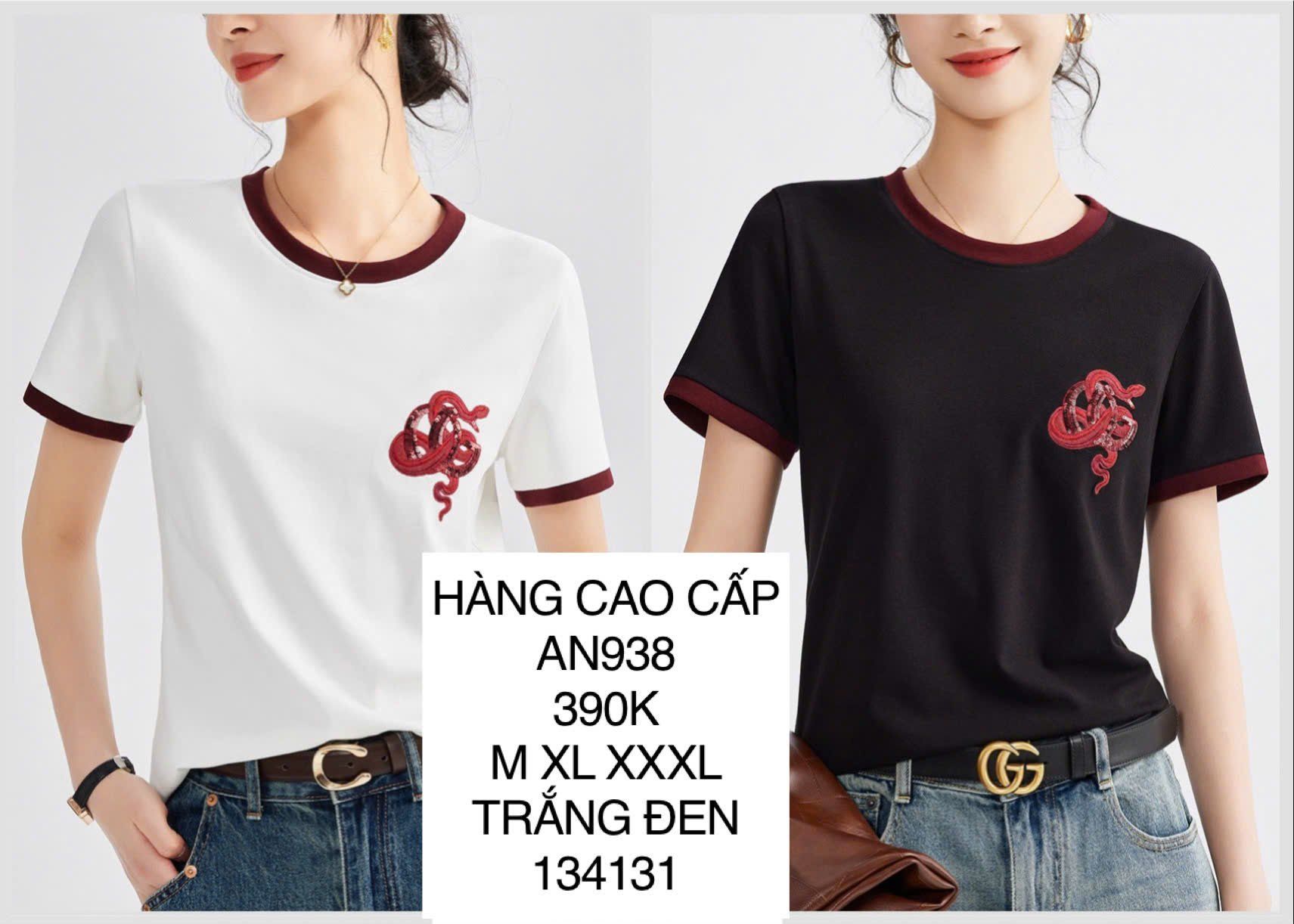  Áo thun cotton thêu họa tiết AN938 