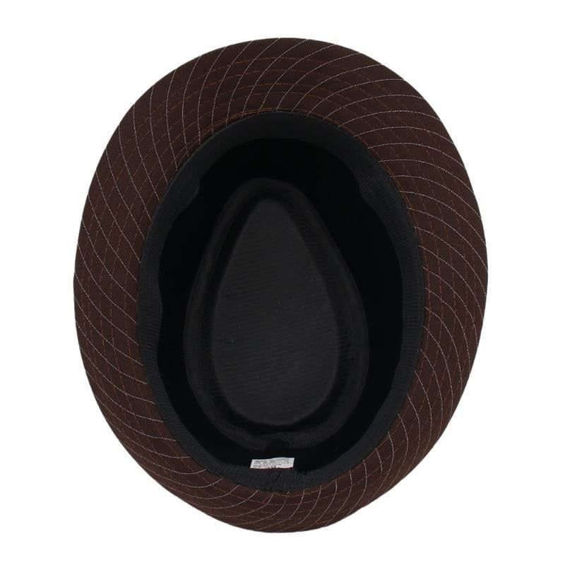  Quà tặng 20/10 cho đối tác nam, sếp nam, đồng nghiệp nam, người yêu nam ,bạn bè, anh trai hoặc người thân quà tặng Mũ nón phớt Fedora nam vành nhỏ cao cấp AGANA nón cao bồi phong cách cổ điển pha lẫn hiện đại - Màu Nâu Sọc Trắng - MFDN001 