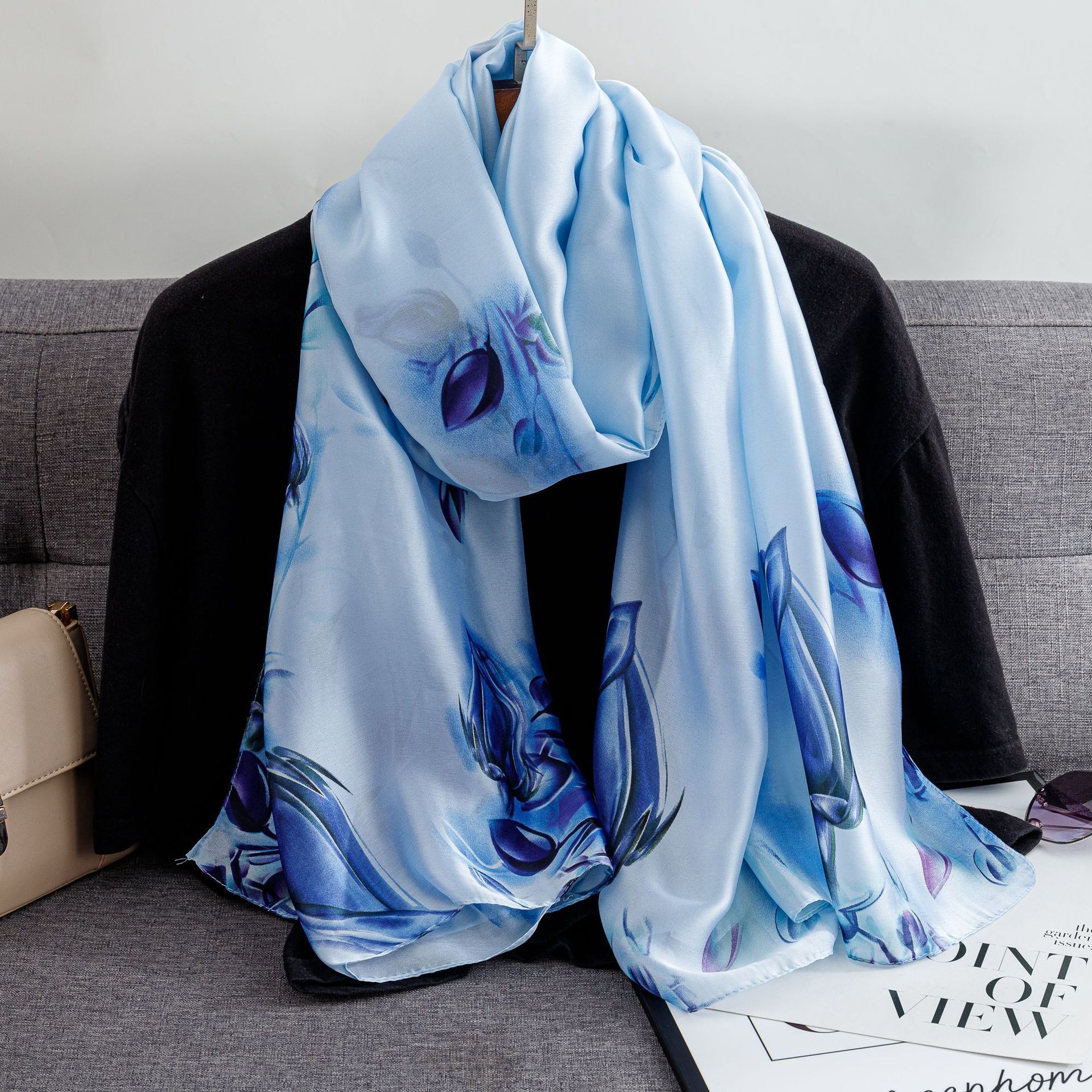  Quà tặng 20/11 cho sếp nữ, vợ, cô giáo, giáo viên nữ, mẹ và bạn gái, người yêu nữ quà tặng Khăn quàngchoàng cổ lụa cao cấp cho nữ văn phòng sở đẹp màu xanh AGANA - KS158 