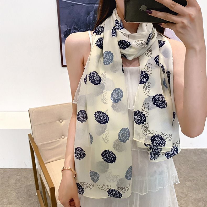  Quà tặng 20/11 cho sếp nữ, vợ, cô giáo, giáo viên nữ, mẹ và bạn gái, người yêu nữ quà tặng Khăn quàngchoàng cổ lụa cao cấp cho nữ văn phòng sở đẹp màu trắng AGANA - KS174 
