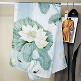  Quà tặng 20/11 cho sếp nữ, vợ, cô giáo, giáo viên nữ, mẹ và bạn gái, người yêu nữ quà tặng Khăn quàngchoàng cổ lụa cao cấp cho nữ văn phòng sở đẹp màu xanh phối hoa sen AGANA - KS180 