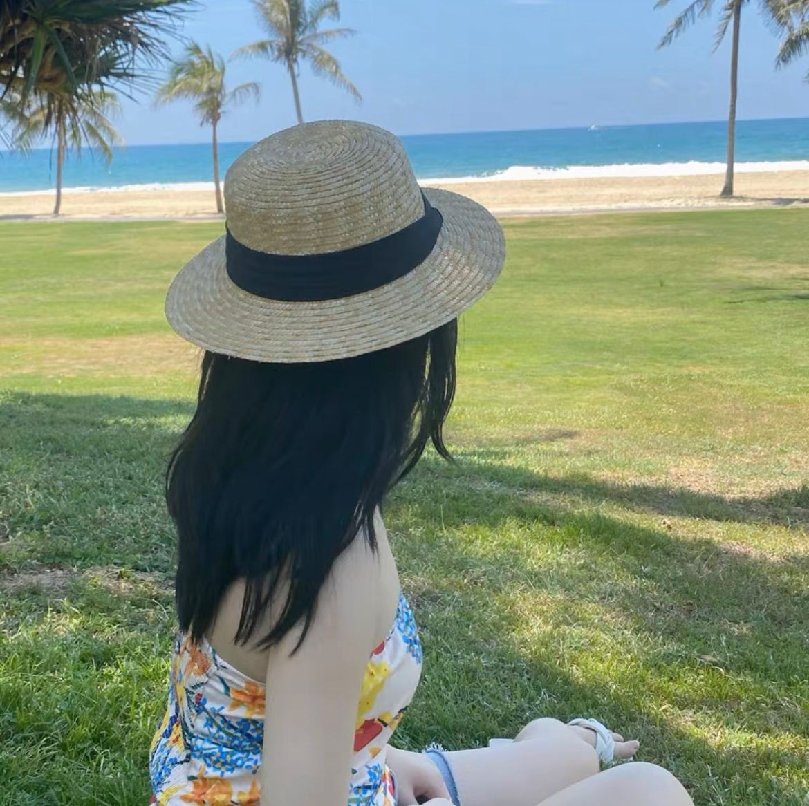  Mũ nón cói đi biển rộng vành tròn đẹp cho nữ vintage sợi tự nhiên cao cấp AGANA 