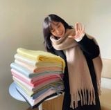  Khăn quàng choàng cổ len Cashmere cao cấp AGANA giữ ấm màu trơn pastel phong cách Hàn Quốc đẹp sang trọng KCL004 