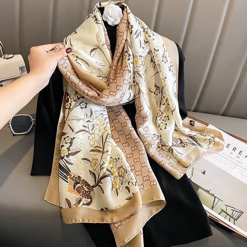  Khăn quàng choàng cổ lụa cao cấp cho nữ văn phòng sở đẹp màu vàng AGANA - KS188 