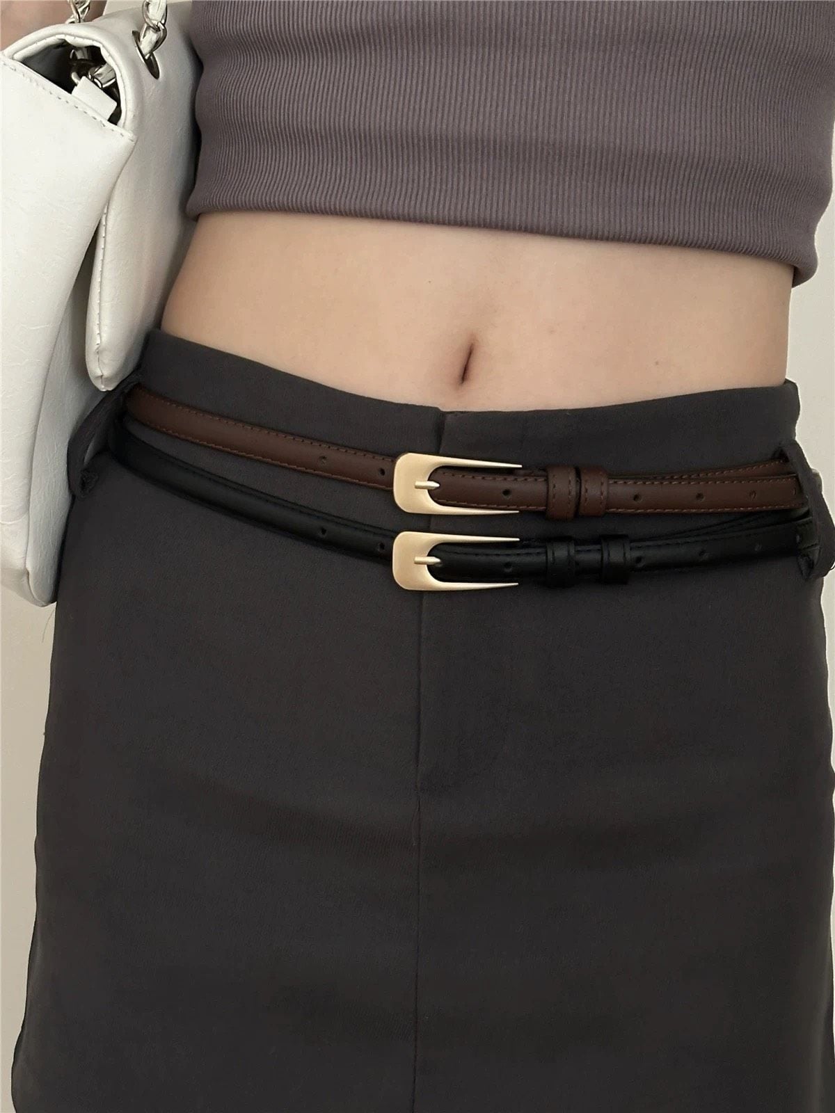  Thắt lưng nữ da bò thật AGANA dây nịt da thật đai váy da thật Hàn Quốc cao cấp phong cách hiện đại - DNT008 