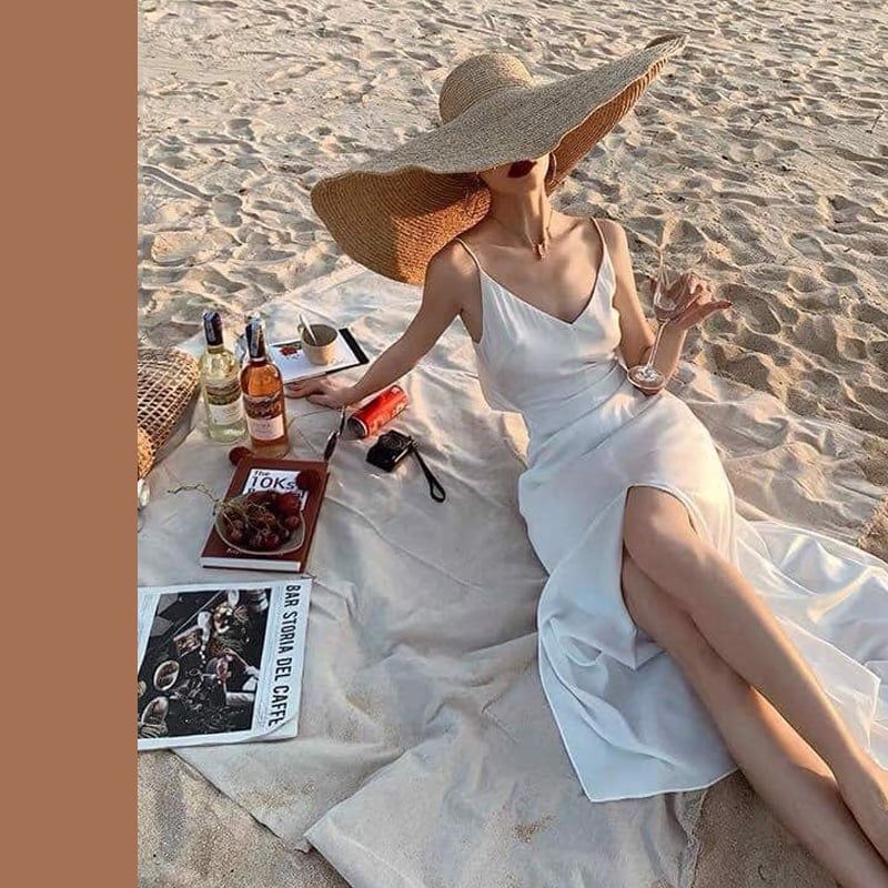  Mũ nón cói đi biển rộng vành tròn đẹp cho nữ vành siêu to Le Chapeau Bomba (jacquemus Brand) màu nâu - NC454 