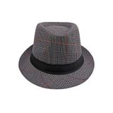  Mũ nón phớt Fedora nam vành nhỏ cao cấp AGANA nón cao bồi phong cách cổ điển pha lẫn hiện đại - Kẻ Sọc Xám Viền Đỏ - MFDN002 