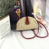  Túi cói đi biển vintage thời trang nữ phong cách đeo chéo vai Hàn Quốc đẹp dây da màu be trơn - TC012 