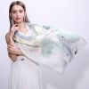 Quà tặng 20/10 cho sếp nữ, vợ, cô giáo, giáo viên nữ, mẹ và bạn gái, người yêu nữ quà tặng Khăn quàngchoàng cổ lụa cao cấp cho nữ văn phòng sở đẹp màu xanh phối hoa sen AGANA - KS180
