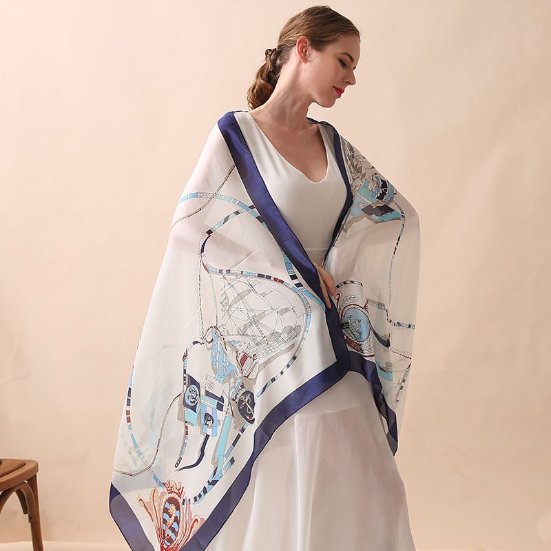  Khăn quàng choàng cổ lụa cao cấp cho nữ văn phòng sở đẹp màu xanh AGANA - KS171 