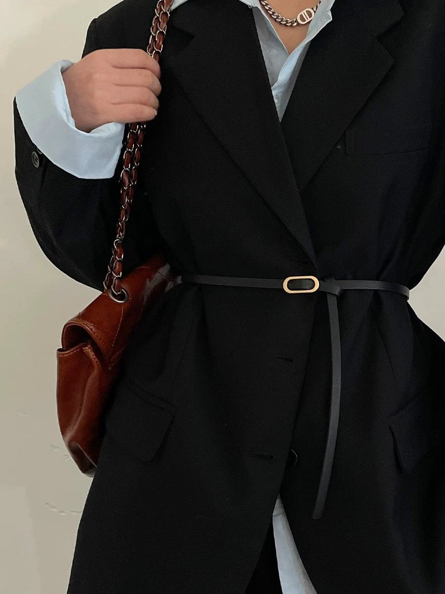  Thắt lưng nữ da bò thật AGANA dây nịt da thật đai váy da thật Hàn Quốc cao cấp phong cách hiện đại - DNT012 