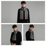  Khăn quàng choàng cổ nam Hàng Hiệu & Cao Cấp - Khăn len cashmere giữ ấm họa tiết caro màu Xám - KN013 
