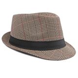  Mũ nón phớt Fedora nam vành nhỏ cao cấp AGANA nón cao bồi phong cách cổ điển pha lẫn hiện đại - Kẻ Sọc Be Viền Đỏ - MFDN002 