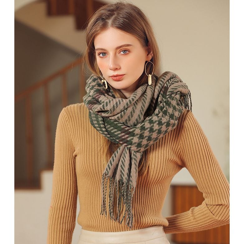  Khăn quàng choàng cổ len Cashmere AGANA giữ ấm cao cấp phong cách châu Âu Mỹ sang trọng 