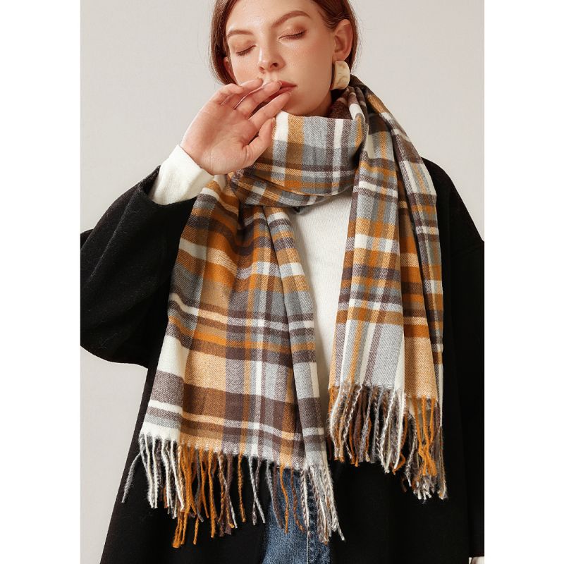  Khăn quàng choàng cổ len Cashmere AGANA giữ ấm cao cấp phong cách châu Âu Mỹ sang trọng 