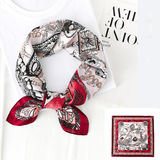  Khăn quàng cổ size vuông 70cm lụa mỏng nhẹ thích hợp cho mùa hè mùa xuân mùa thu chống nắng họa tiết dây xích màu đỏ đô AGANA- KL401 