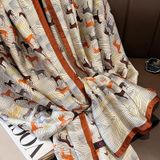  Quà tặng 20/11 cho sếp nữ, vợ, cô giáo, giáo viên nữ, mẹ và bạn gái, người yêu nữ quà tặng Khăn quàngchoàng cổ lụa cao cấp cho nữ văn phòng sở đẹp màu trắng viền cam AGANA - KS210 