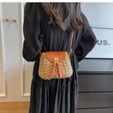  Túi cói đi biển vintage thời trang nữ phong cách cầm tay Hàn Quốc đẹp cổ điển màu nâu tua rua - TC119 