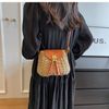 Túi cói đi biển vintage thời trang nữ phong cách cầm tay Hàn Quốc đẹp cổ điển màu nâu tua rua - TC119 