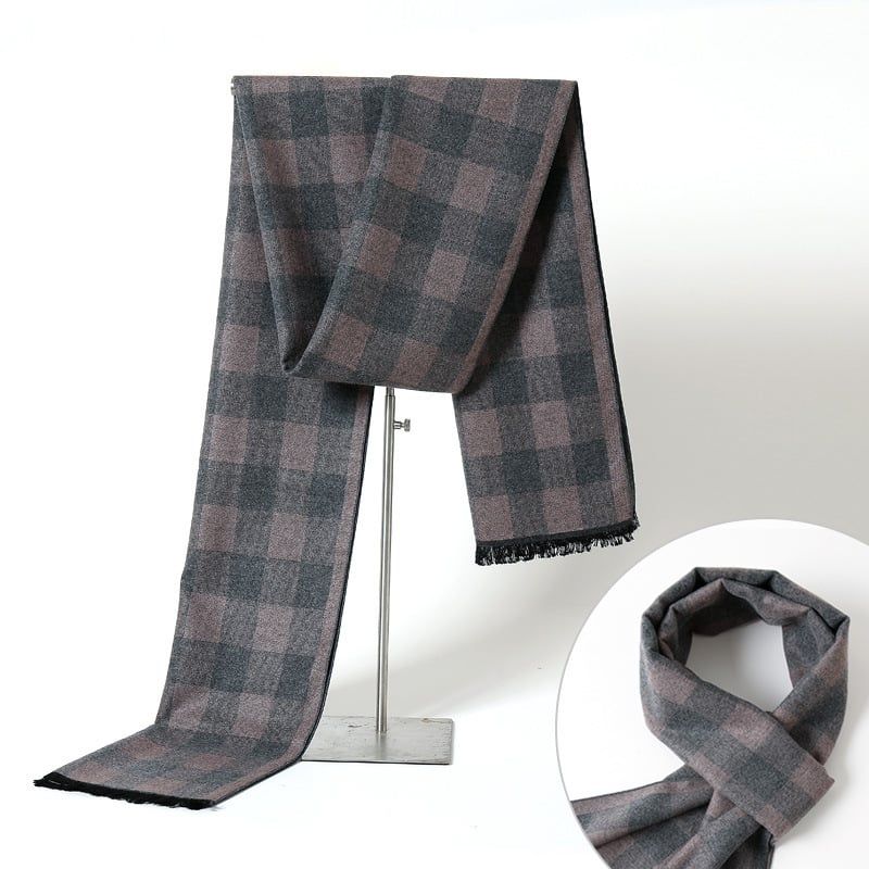 Quà tặng 20/11 cho đối tác nam, sếp nam, đồng nghiệp nam, người yêu nam ,bạn bè, anh trai hoặc người thân quà tặng Khăn quàng choàng cổ nam Hàng Hiệu & Cao Cấp - Khăn len cashmere giữ ấm họa tiết màu Xám caro hồng - KN016 