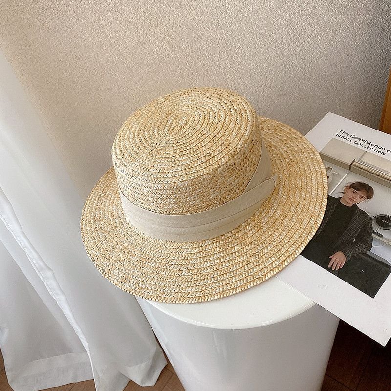  Mũ nón cói đi biển rộng vành tròn đẹp cho nữ vintage sợi tự nhiên cao cấp AGANA 