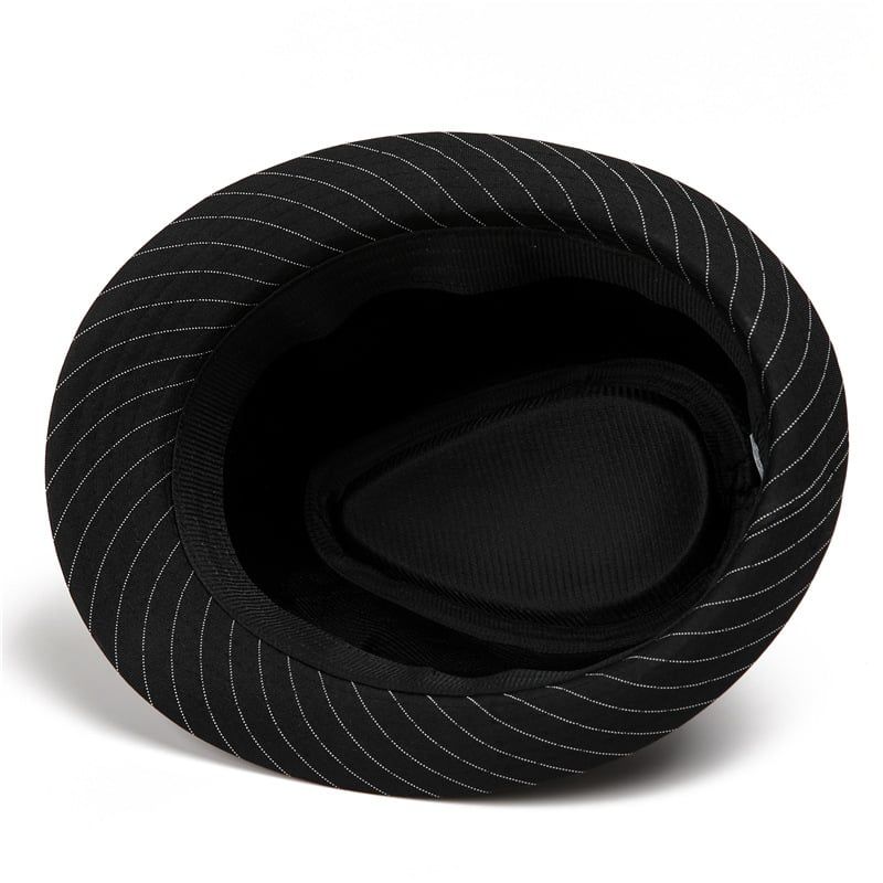  Mũ nón phớt Fedora nam vành nhỏ cao cấp AGANA nón cao bồi phong cách cổ điển pha lẫn hiện đại - Màu Đen Sọc Trắng - MFDN001 