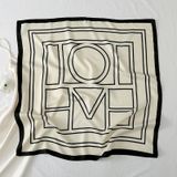  Khăn quàng choàng cổ lụa vuông cao cấp cho nữ văn phòng sở đẹp màu trắng họa tiết sọc đen AGANA - KL415 