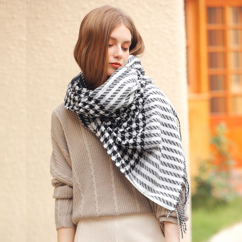  Khăn quàng choàng cổ len Cashmere AGANA giữ ấm cao cấp phong cách châu Âu Mỹ sang trọng 