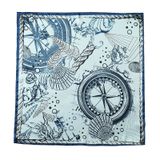  Khăn quàng cổ size vuông 70cm lụa mỏng nhẹ thích hợp cho mùa hè mùa xuân mùa thu chống nắng họa tiết la bàn màu xanh lam AGANA- KL404 