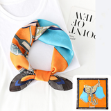  Khăn quàng cổ size vuông 70cm lụa mỏng nhẹ thích hợp cho mùa hè mùa xuân mùa thu chống nắng họa tiết yên ngựa màu cam AGANA- KL408 