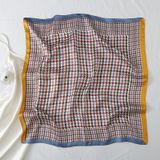  Khăn quàng choàng cổ lụa vuông cao cấp cho nữ văn phòng sở đẹp viền vàng xanh trời họa tiết sọc AGANA - KL416 