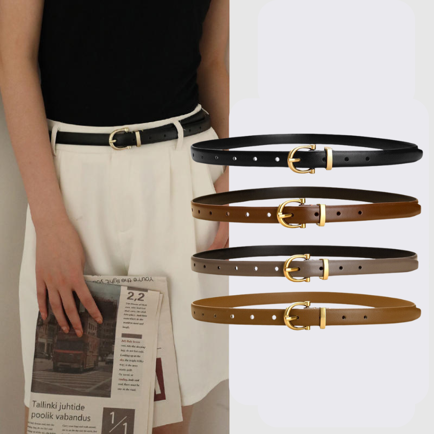  Thắt lưng nữ da bò thật AGANA dây nịt da thật đai váy da thật Hàn Quốc cao cấp phong cách hiện đại - Màu Nâu Nhạt - DNT001 