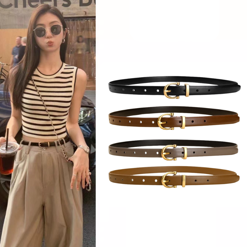  Thắt lưng nữ da bò thật AGANA dây nịt da thật đai váy da thật Hàn Quốc cao cấp phong cách hiện đại - DNT001 