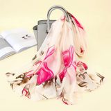  Khăn quàng choàng cổ lụa cao cấp cho nữ văn phòng sở đẹp màu be phối hồng AGANA - KS159 