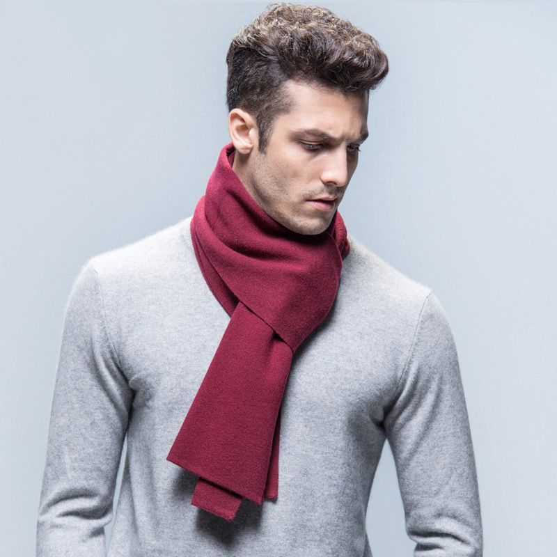  Khăn quàng choàng cổ nam Hàng Hiệu & Cao Cấp - Khăn len cashmere giữ ấm màu đỏ đô - KN024 