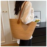  Túi cói đi biển vintage thời trang nữ phong cách cầm tay Hàn Quốc đẹp cổ điển màu nâu  - TC102 