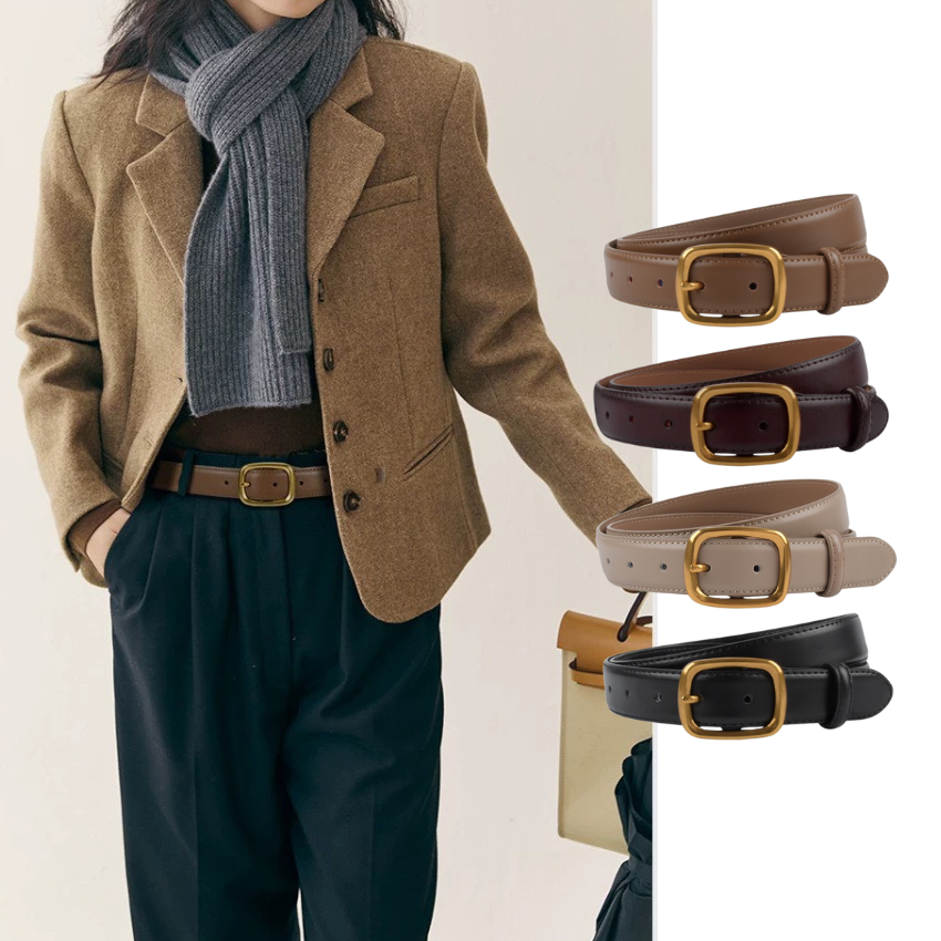  Thắt lưng nữ da bò thật AGANA dây nịt da thật đai váy da thật Hàn Quốc cao cấp phong cách hiện đại - DNT002 