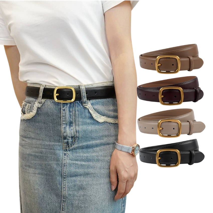  Thắt lưng nữ da bò thật AGANA dây nịt da thật đai váy da thật Hàn Quốc cao cấp phong cách hiện đại - DNT002 