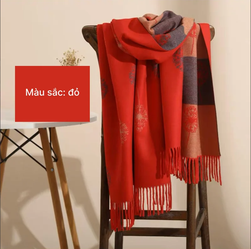 Khăn quàng cổ len cashmere nữ choàng giữ ấm màu cam AGANA Khăn Phụ Kiện - KC335 