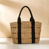  Túi cói đi biển vintage thời trang nữ phong cách cầm tay Hàn Quốc đẹp cổ điển màu nâu đậm - TC112 