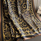  Quà tặng 20/11 cho sếp nữ, vợ, cô giáo, giáo viên nữ, mẹ và bạn gái, người yêu nữ quà tặng Khăn quàngchoàng cổ lụa cao cấp cho nữ văn phòng sở đẹp màu đen vàng gold AGANA - KS212 