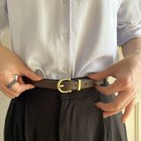  Thắt lưng nữ da bò thật AGANA dây nịt da thật đai váy da thật Hàn Quốc cao cấp phong cách hiện đại - Màu Khaki - DNT001 