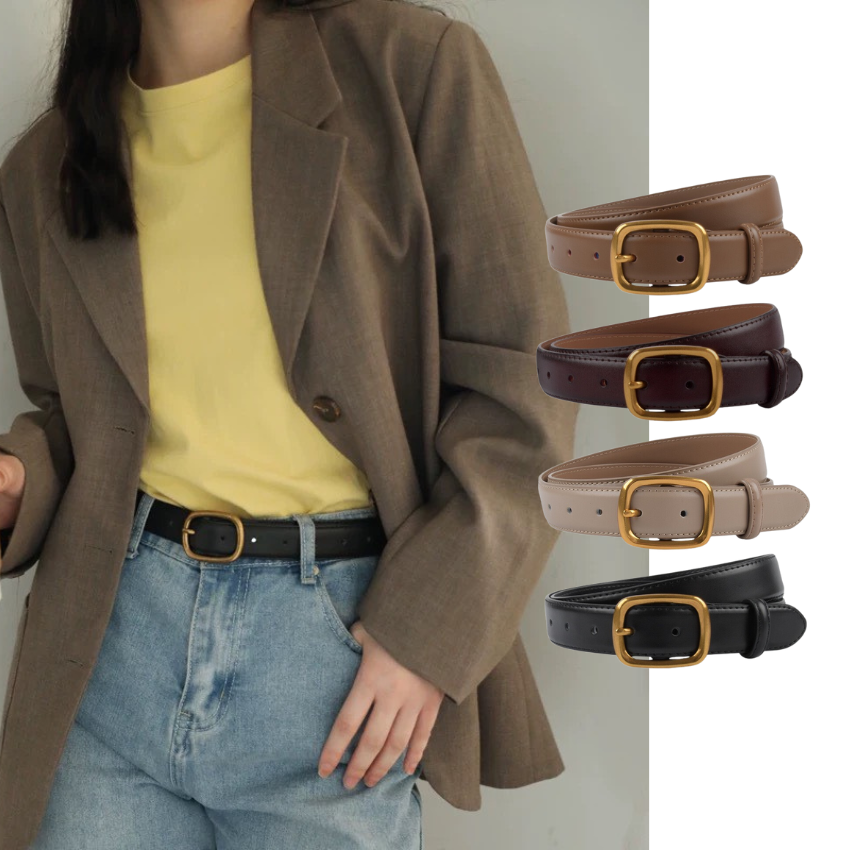  Thắt lưng nữ da bò thật AGANA dây nịt da thật đai váy da thật Hàn Quốc cao cấp phong cách hiện đại- Màu Đen - DNT002 