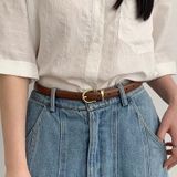  Thắt lưng nữ da bò thật AGANA dây nịt da thật đai váy da thật Hàn Quốc cao cấp phong cách hiện đại - Màu Khaki - DNT001 
