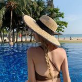  Quà tặng 20/11 cho sếp nữ, vợ, cô giáo, giáo viên nữ, mẹ và bạn gái, người yêu nữ quà tặng Mũ nón cói đi biển rộng vành tròn đẹp cho nữ sợi tự nhiên cao cấp dây đen - NC524 