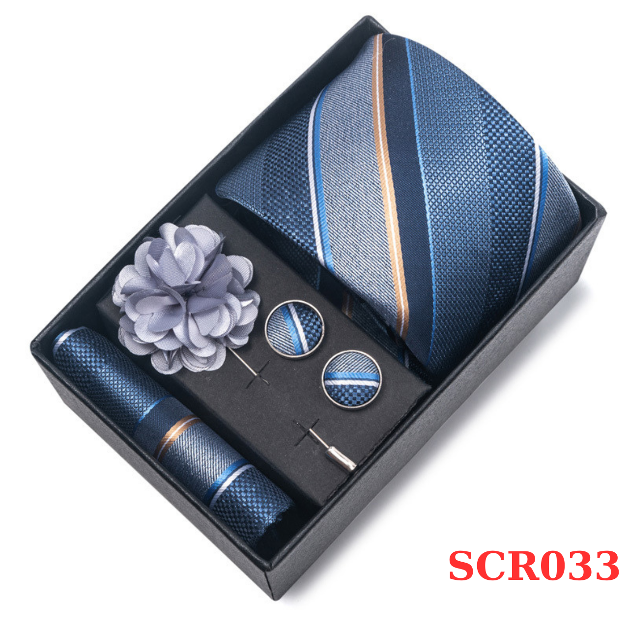  Set cà vạt nam 4 món cao cấp làm quà tặng, caravat đẹp sang trọng - SCR033 