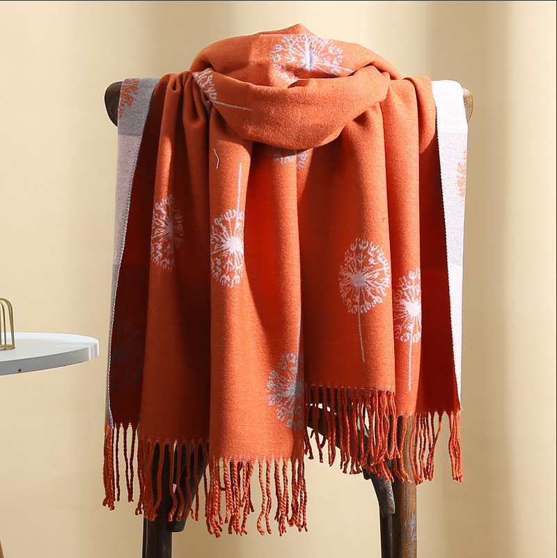  Quà tặng 20/10 cho sếp nữ, vợ, cô giáo, giáo viên nữ, mẹ và bạn gái, người yêu nữ quà tặng Khăn quàngcổ len cashmere nữ choàng giữ ấm màu cam AGANA Khăn Phụ Kiện - KC338 